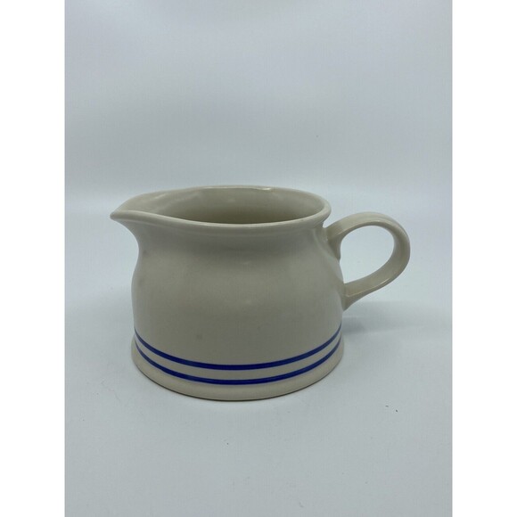 Farmhouse Blue Stripe Stoneware Gravy Cream Pitcher England - Picture 1 of 4
